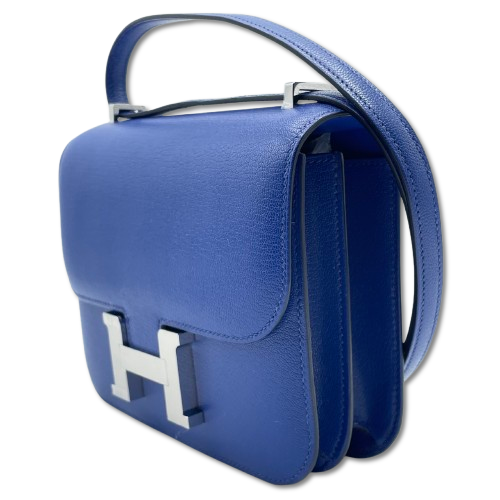 Hermes Constance Mini 18 Blue Royal Chevre Silver Metal Fittings w 새겨 져
