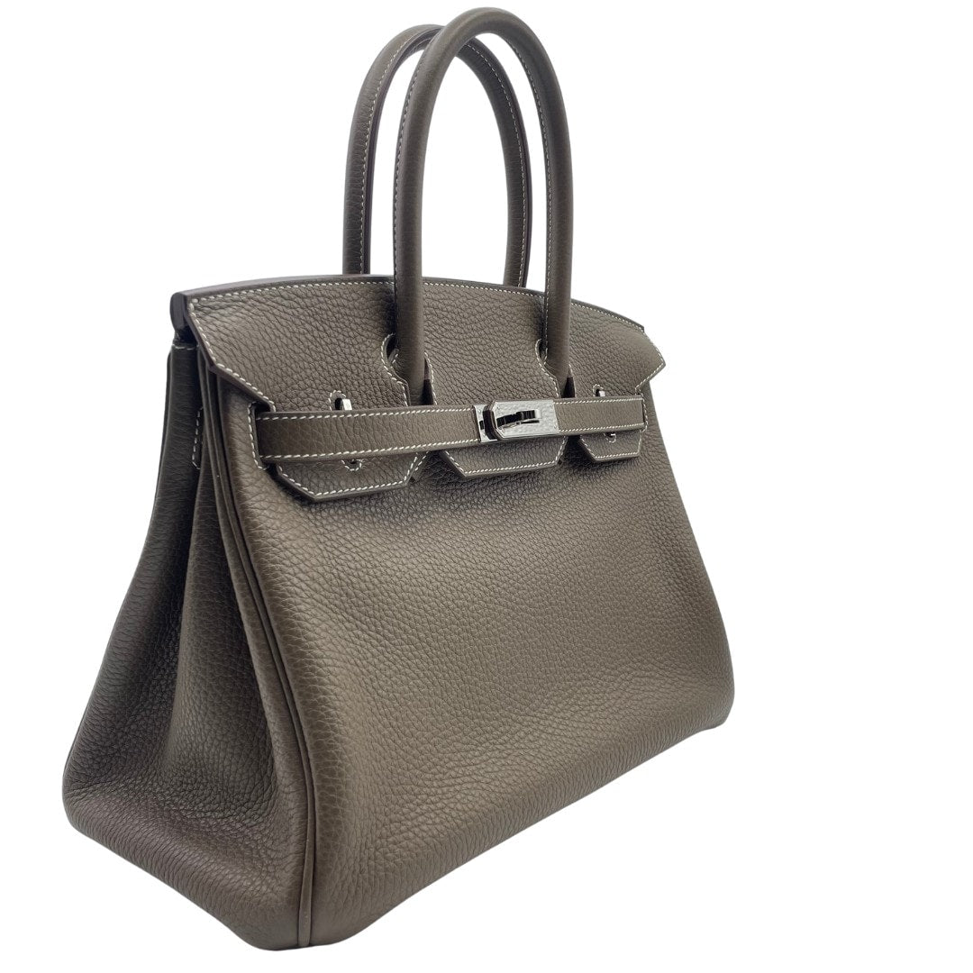 Hermes Birkin 30 Etoup Togo Silver Metal Fittings u Engraved