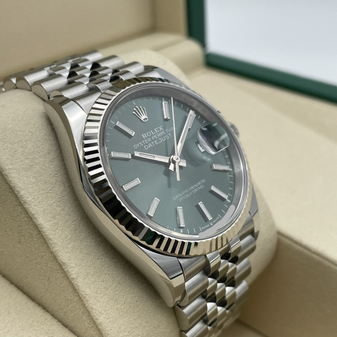 Rolex Datejust 126234 Mint Green Jubilee Bracelet 36mm