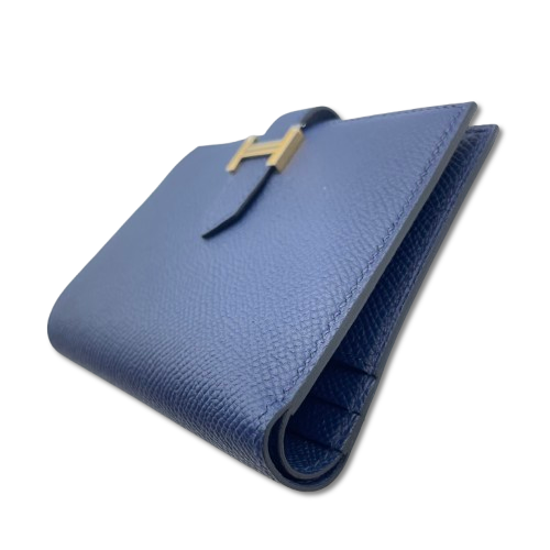 プレオウンド エルメス べアンコンパクト ブルーネイビー ゴールド金具 B刻印