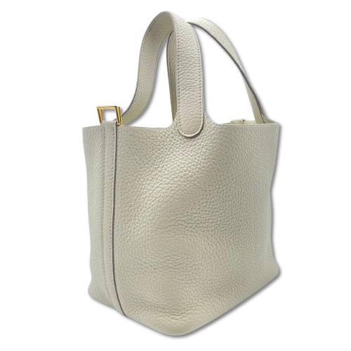 Hermes Picotin Lock PM Beton Torillon Clemence Gold Hardware u Engraved