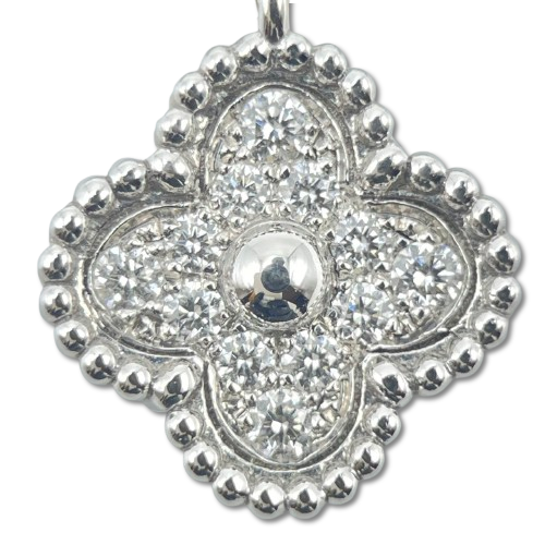 Pre-Owned Van Cleef & Arpels Vintage Alhambra Necklace VCARO85900 Sweet Diamond White Gold