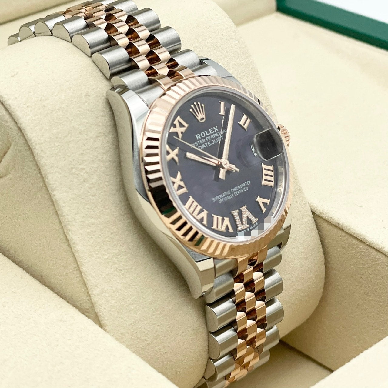 Pre-Owned Rolex Datejust 278271 Aubergine Everrose Gold Roman VI Diamond Jubilee Bracelet 31mm