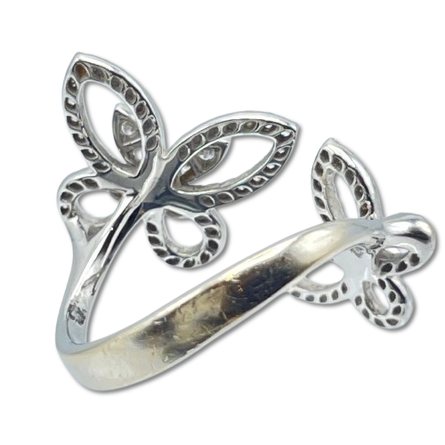 Pre-Owned Graph Double Butterfly Silhouette Diamond Ring RGR789 White Gold Size 11