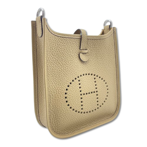 Pre-owned Hermes Mini Evelyn Amazone TPM Beige Marfa Taurillon Clemence Silver hardware K stamp