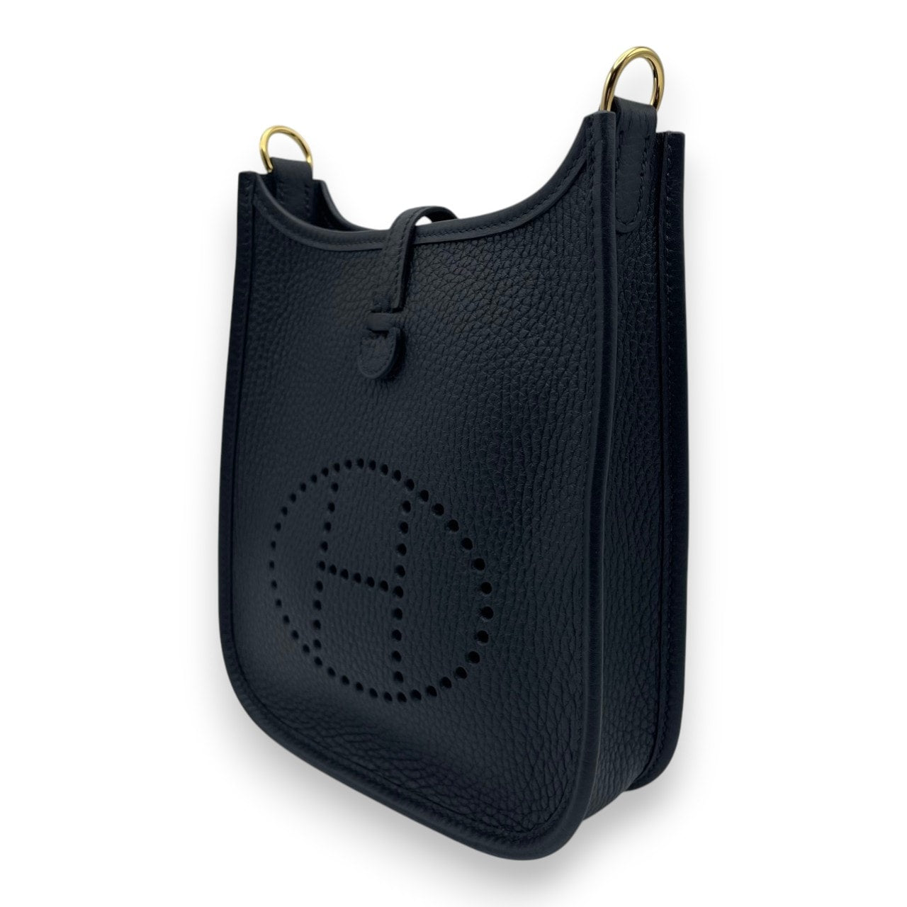 Pre-owned Hermes Mini Evelyn Amazone TPM Noir Taurillon Clemence Gold hardware W stamped