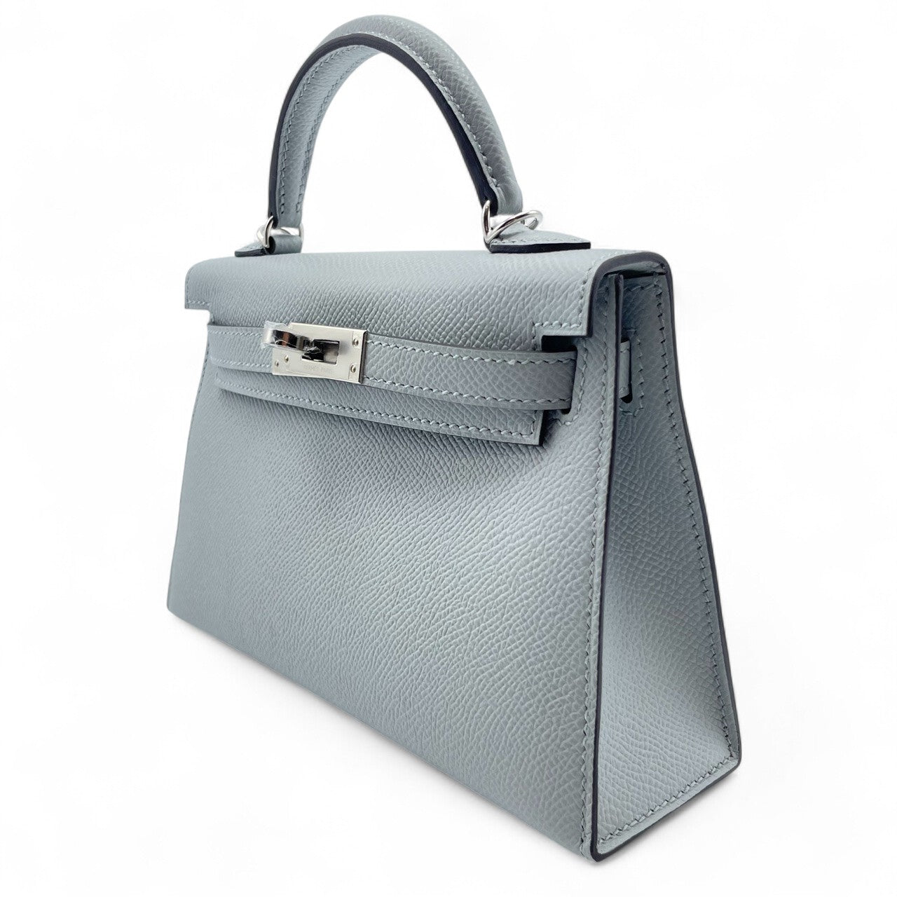 Pre-owned Hermes Mini Kelly 2 Blue Glacier Epson Silver hardware K stamp