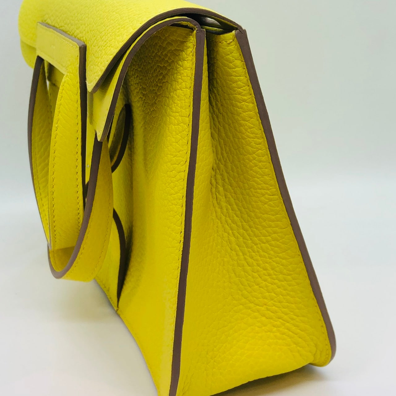Pre-Owned Hermes Arzan 25 Lime Torillon Clemence Silver Fittings U Engraved