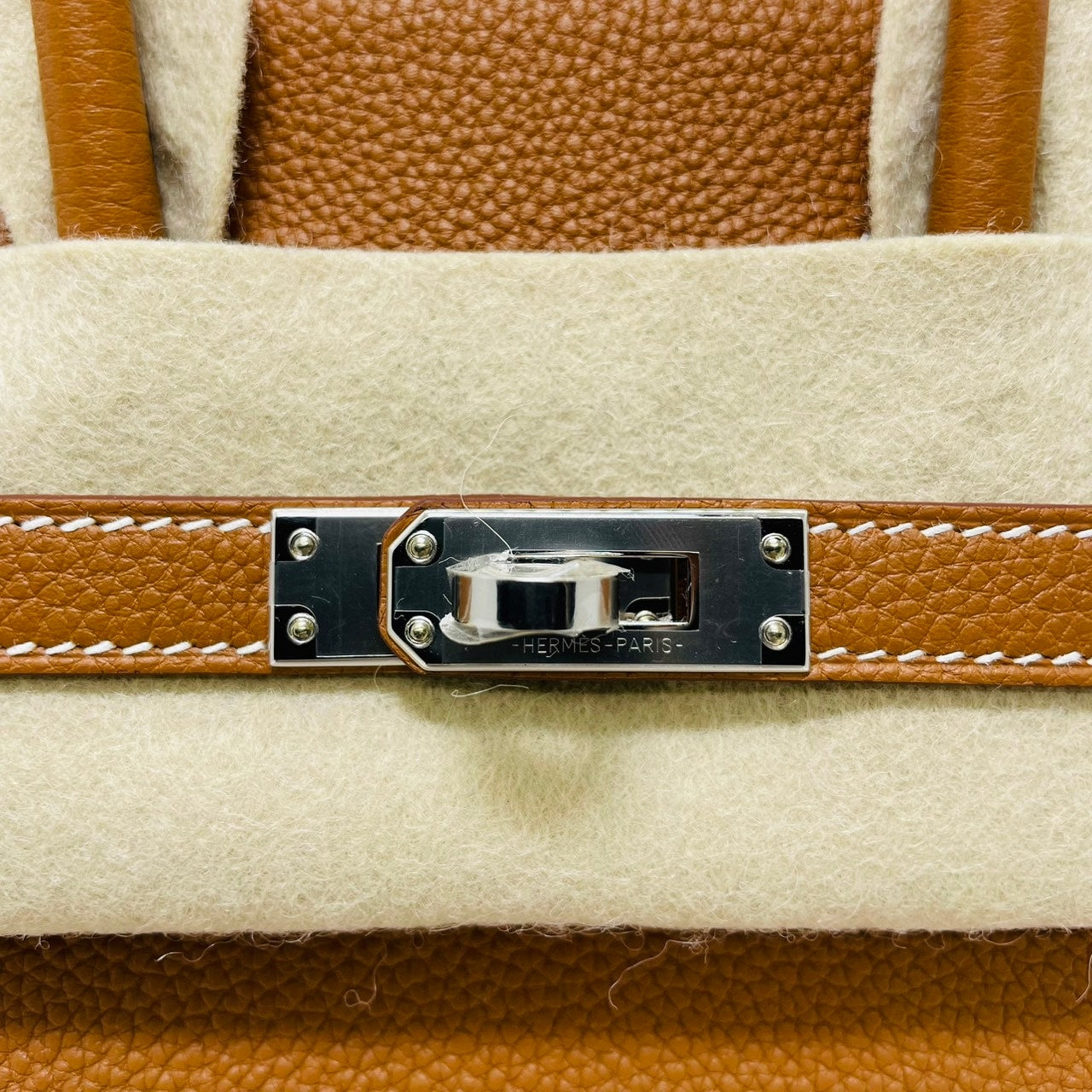 Pre-Owned Hermes Birkin 25 Gold Togo Silver Hardware