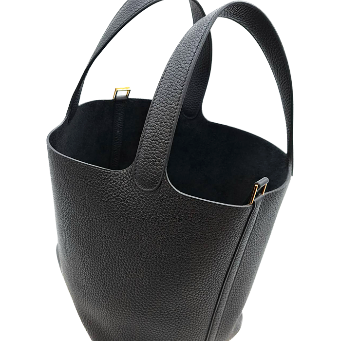 Pre-Owned Hermes Picotin Rock MM Noir Torillon Clemence Gold Fitting