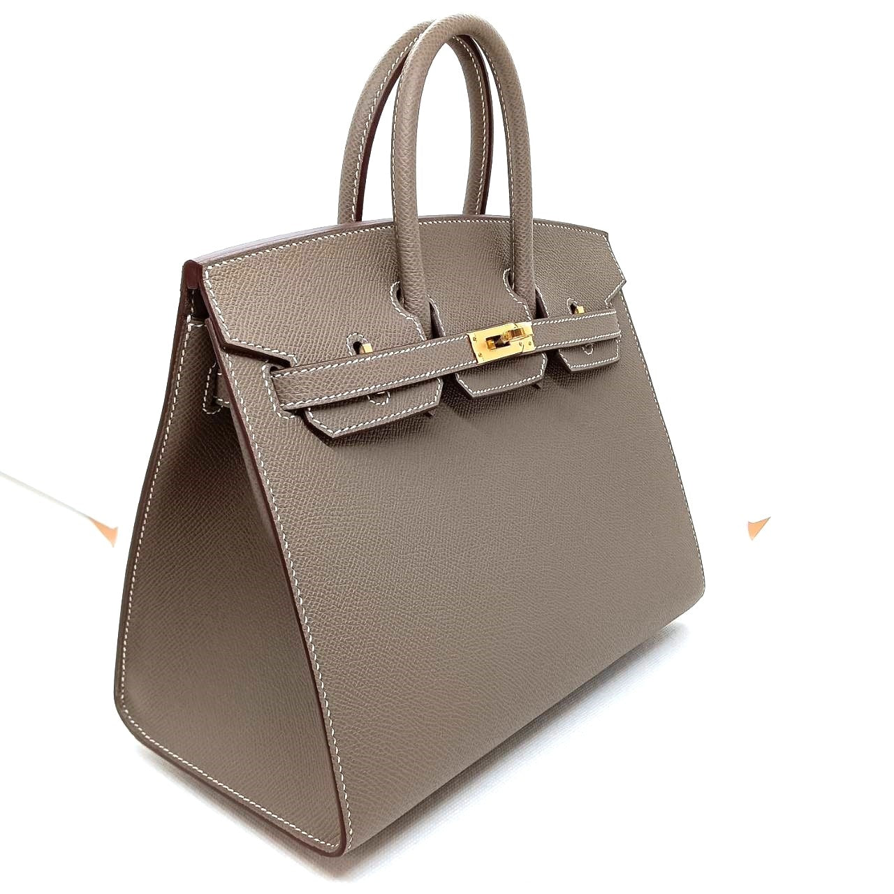 Pre-Owned Hermes Birkin 25 Etoupe Vaugh Epson New