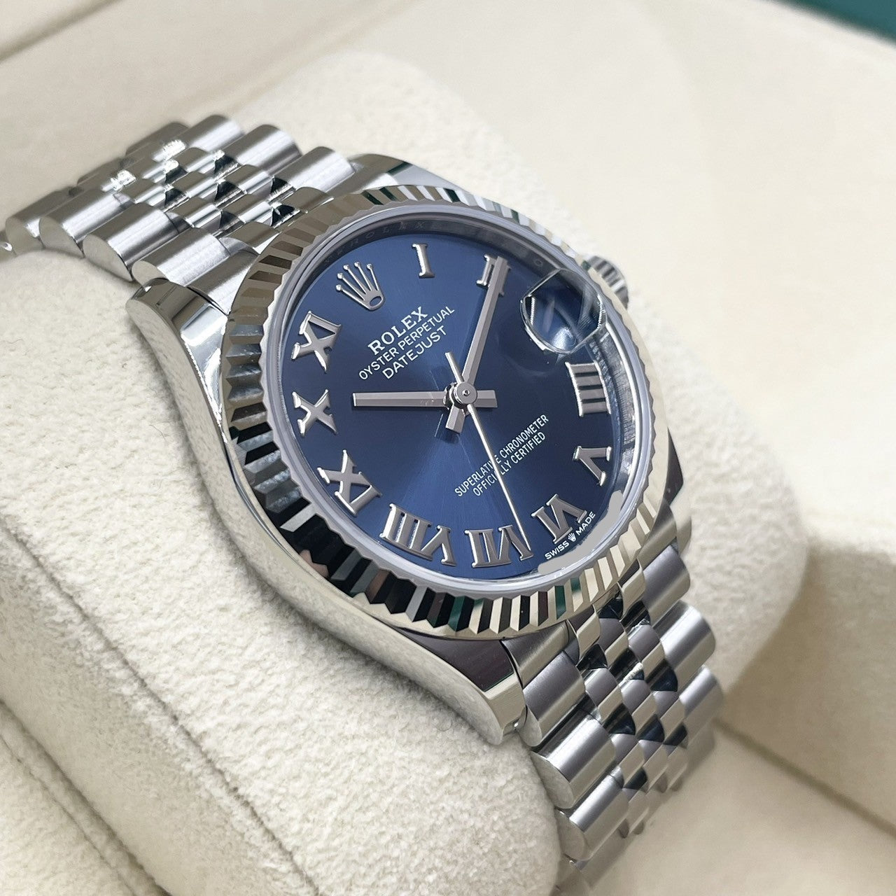 Pre-Owned Rolex Datejust 278274 Bright Blue Roma Oyster Bracelet 31mm