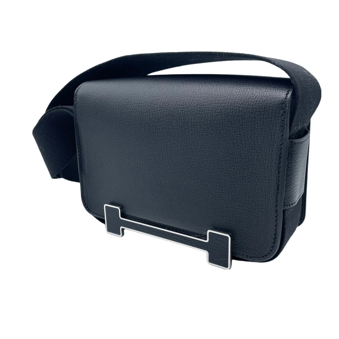 Pre-Owned Hermes Geta Chevre Black B engraved