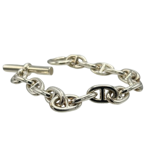 Hermes Chaine Dunkle Bracelet MM Silver 사용 좋은 상태