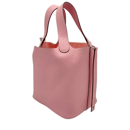 Hermes Picotin Lock PM Rose Sakura Torillon Clemence Silver Metal Fittings B 조각.
