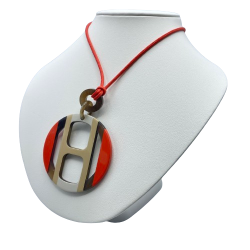 Pre-Owned Hermes H-Equip Pendant Buffalo Horn Lacquer