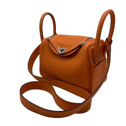 Hermes Lindy Mini Orange Minien Taurillon Clemence 银色五金 U 雕刻