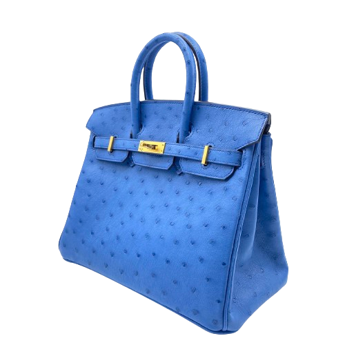 Hermes Birkin 25 Mykonos Ostrich Gold Hardware B가 새겨 져 있습니다