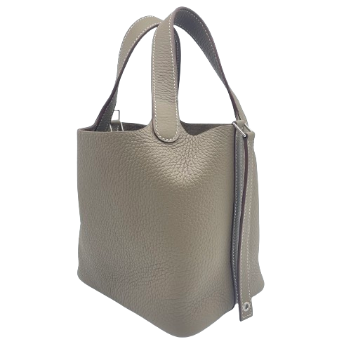 Hermes Picotin Lock PM Etoupe Torillon Clemence Silver Fittings w 새겨 져