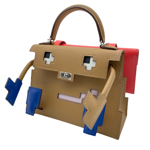 プレオウンド エルメス ケリードール ピクト 15 チャイ/ローズテキサス ヴォーエプソン シルバー金具 W刻印