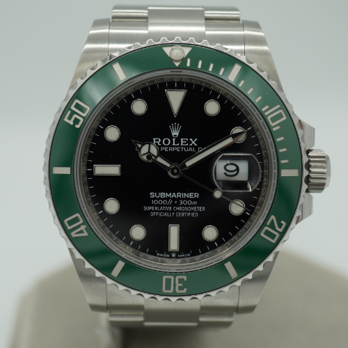 Pre-Owned Rolex Submariner Date 126610LV Oyster Bracelet Black Green