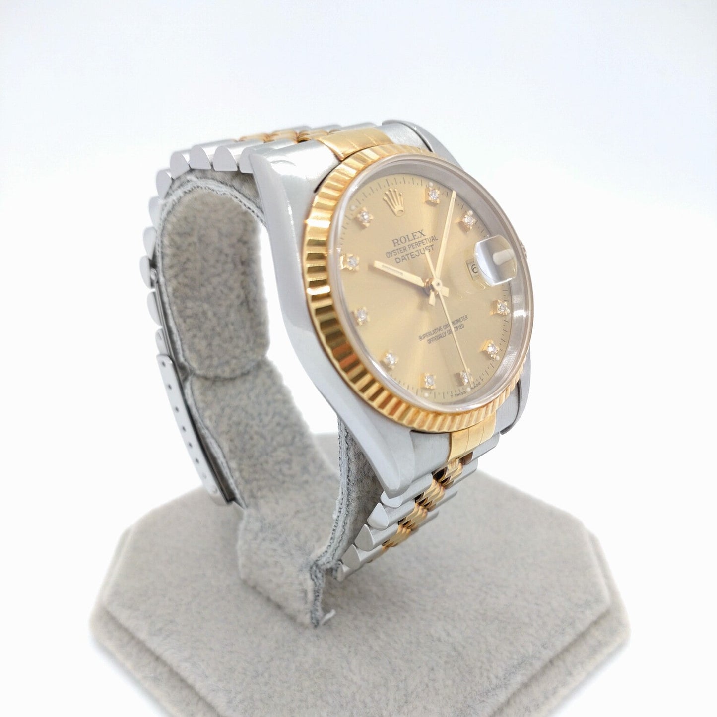 Pre-Owned Rolex Datejust 16233G 10P Diamond Champagne Gold