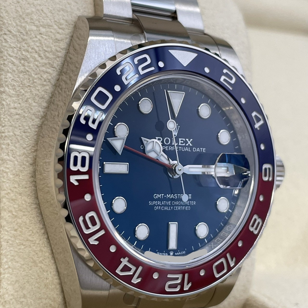 GMT 마스터 II 126719Blro 굴 팔찌 블루 화이트 골드