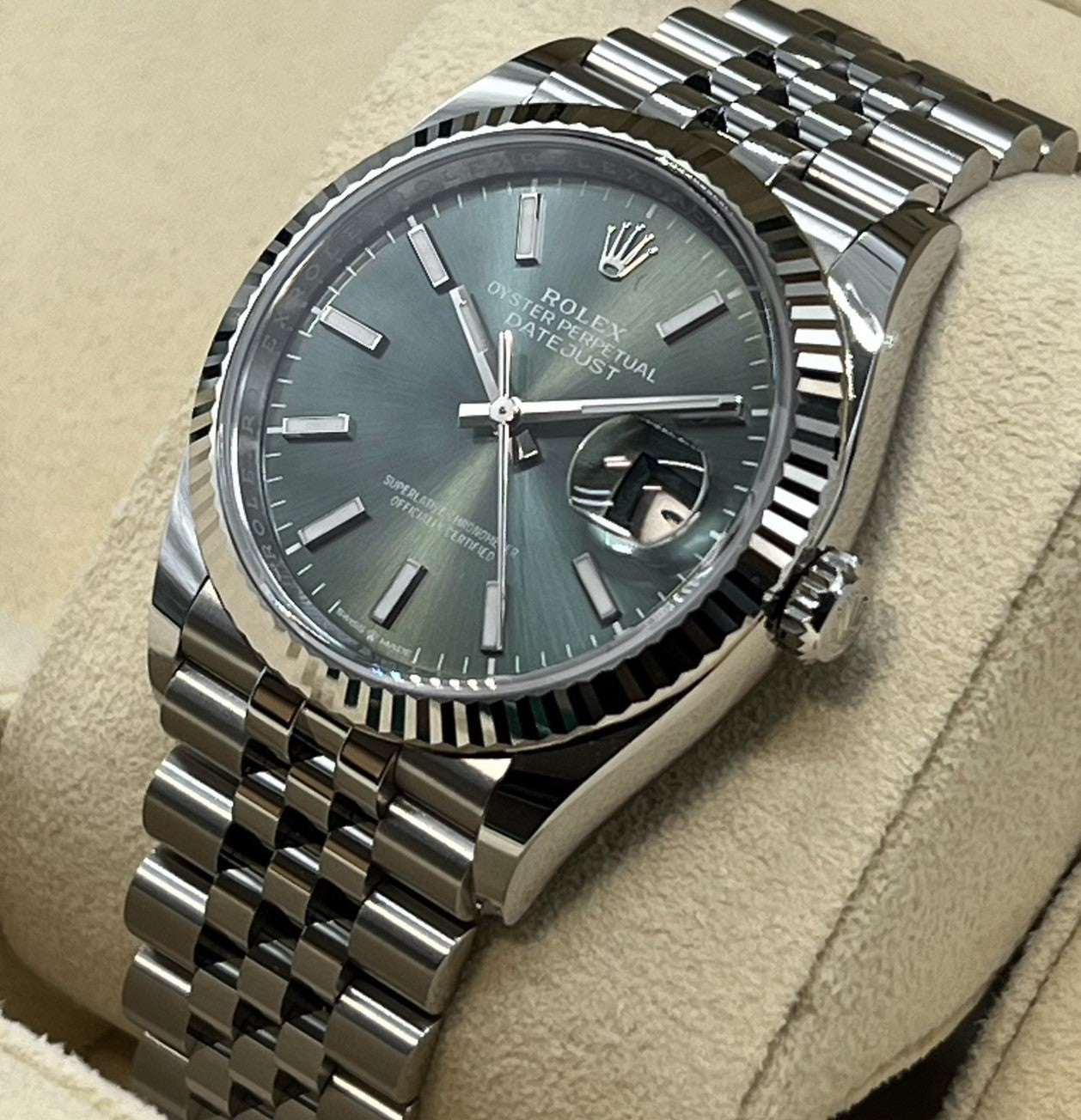 ★곧 크리스마스★롤렉스 날짜 주석 126234 민트 그린 쥬빌리 브레이슬릿 36mm