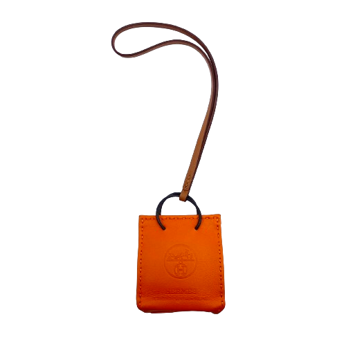 Hermes Sac Orange Bag Charm PM Foo/Gold Swift