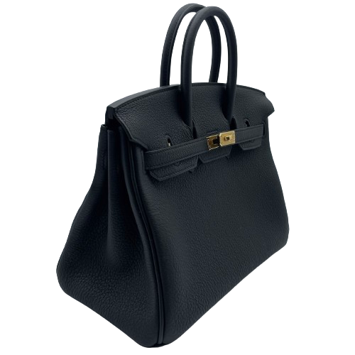 Hermes Birkin 25 Noir Togo Gold 하드웨어 W는 새겨 져 있습니다