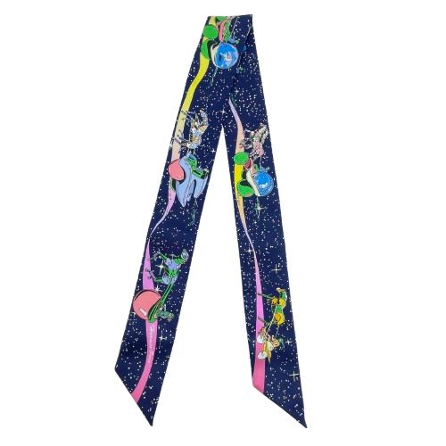 헤르메스 Twilly Space Derby Marine/Rose/Multicolor Silk 100%