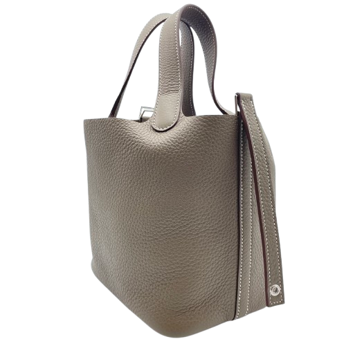 Hermes Picotin Lock PM Etoupe Torillon Clemence Silver Fittings w 새겨 져