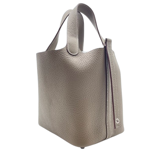 Hermes Picotin Lock PM Etoupe Torillon Clemence Silver Fittings w 새겨 져