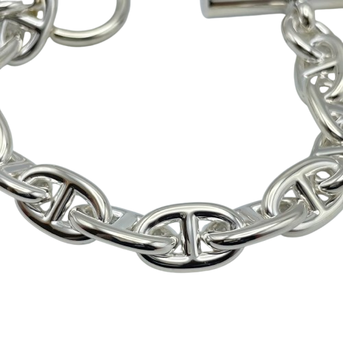 Pre-Owned Hermes Chaine Dunkle Bracelet MM Silver 925 14-panel