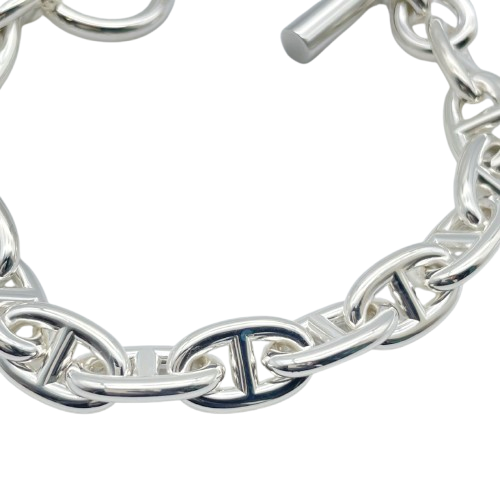 Pre-Owned Hermes Chaine Dunkle Bracelet MM Silver 925 15-panel