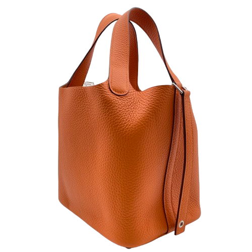 Hermes Picotin Lock PM Orange Torillon Clemence Silver Metal Fittings w 새겨 져