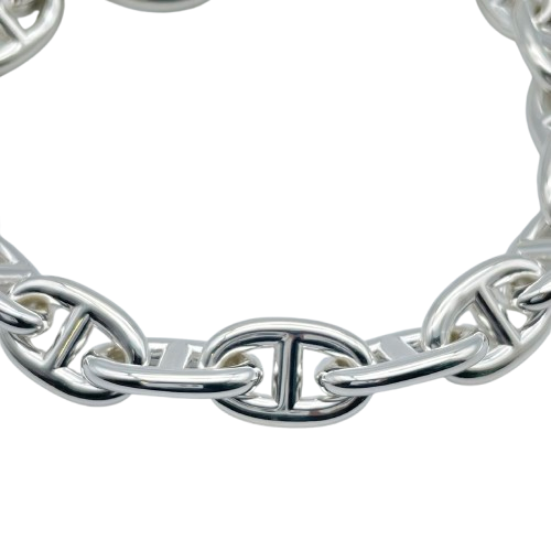 Pre-Owned Hermes Chaine Dunkle Bracelet MM Silver 925 16-panel