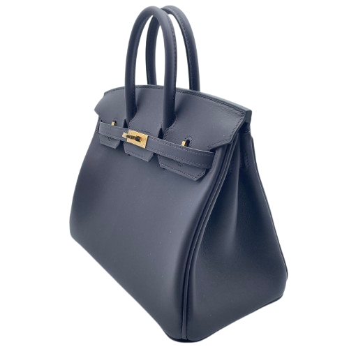 Hermes Birkin 25 Prenoir Swift Gold 하드웨어 W는 새겨 져 있습니다