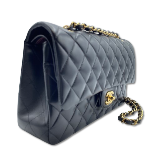 사전 소유의 샤넬 마텔라스 W25 Black Lambskin Gold 하드웨어