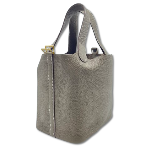 Hermes Picotin Lock PM Etoupe Torillon Clemence Gold Hardware w 새겨진