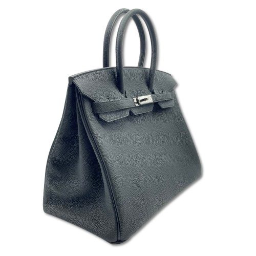 Pre-Owned Hermes Birkin 35 Noir Togo Silver Metal Fittings W Engraved