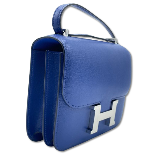Hermes Constance Mini 18 Blue Royal Chevre Silver Metal Fittings w 새겨 져
