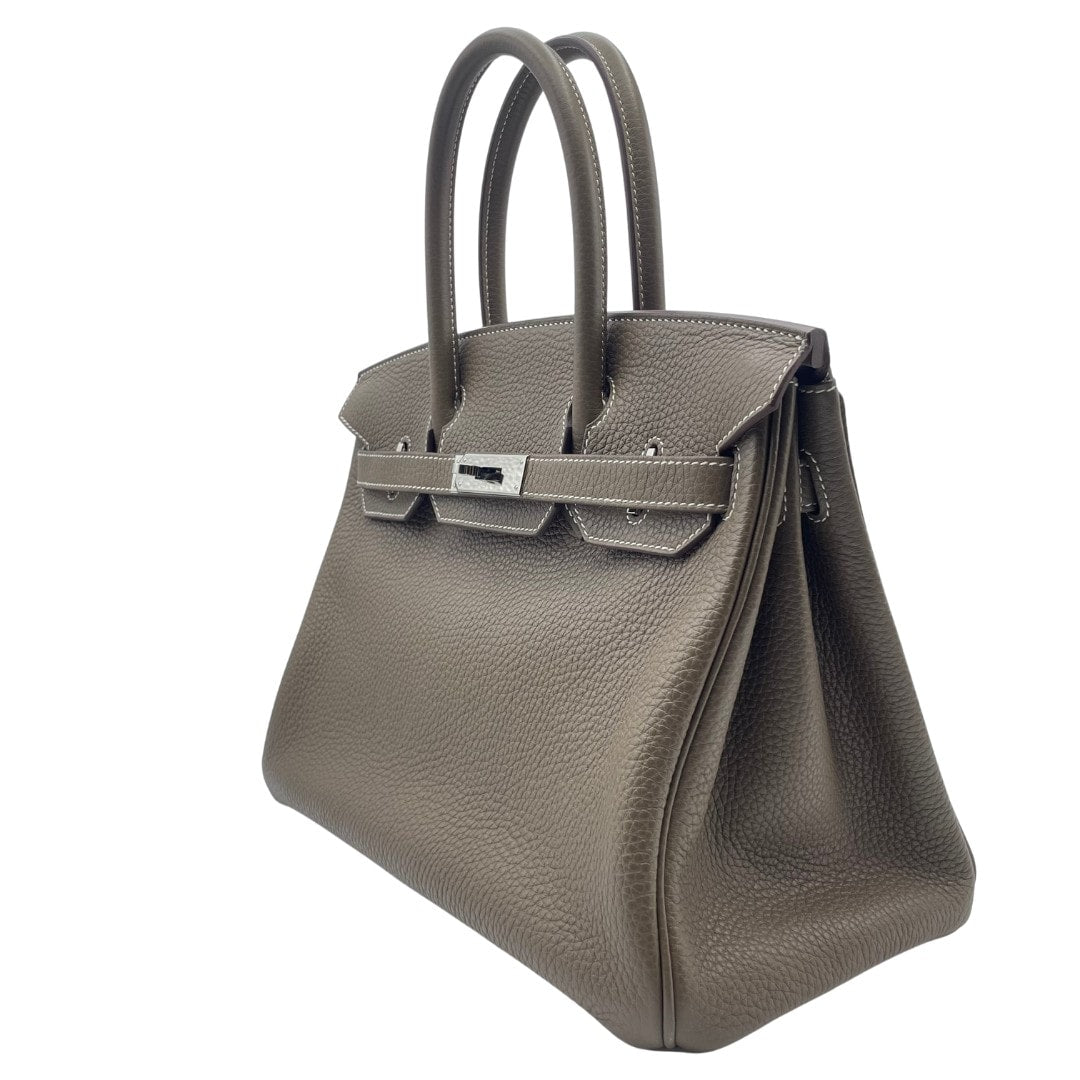 Hermes Birkin 30 Etoup Togo Silver Metal Fittings u Engraved