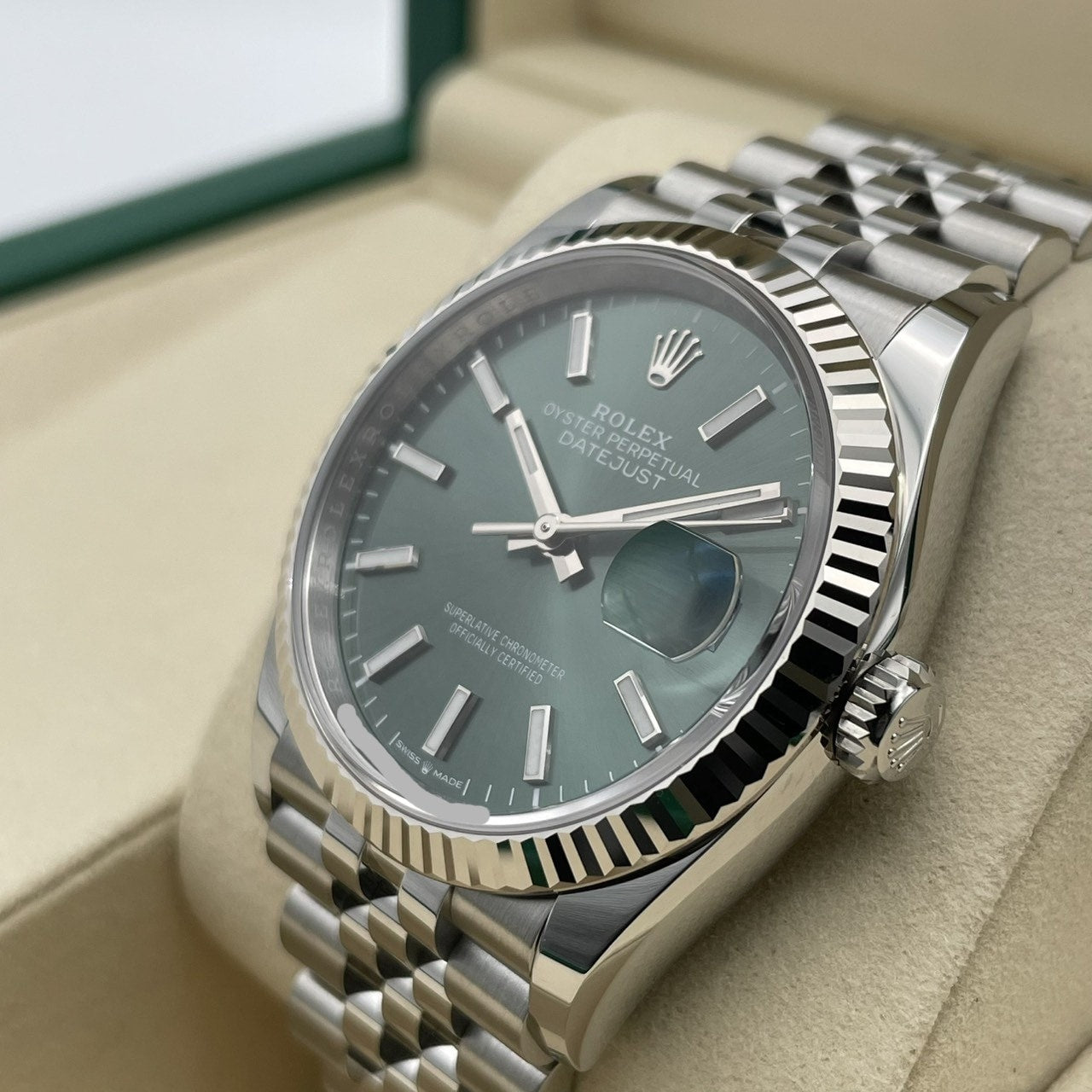 Rolex Datejust 126234 Mint Green Jubilee Bracelet 36mm