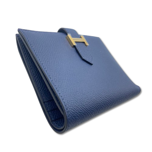 プレオウンド エルメス べアンコンパクト ブルーネイビー ゴールド金具 B刻印