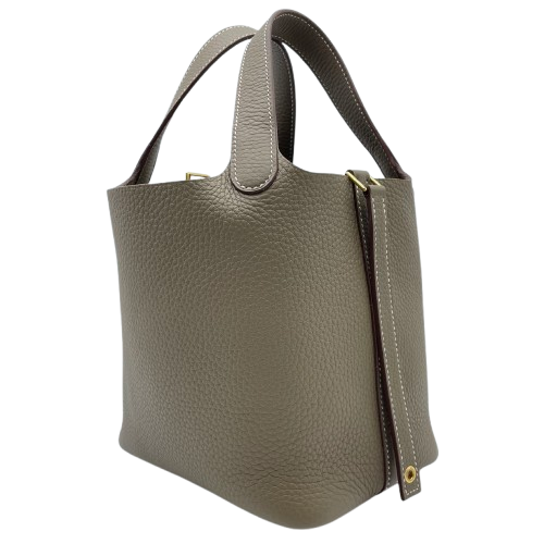 Hermes Picotin Lock PM Etoupe Torillon Clemence Gold Hardware w 새겨진