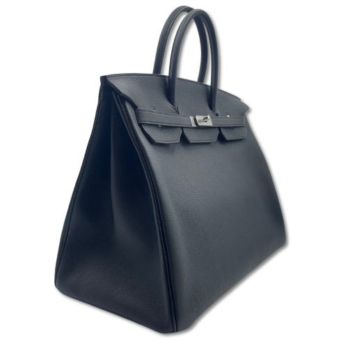 Hermes Birkin 40 Noir Togo Silver Metal Fitting K Engraved