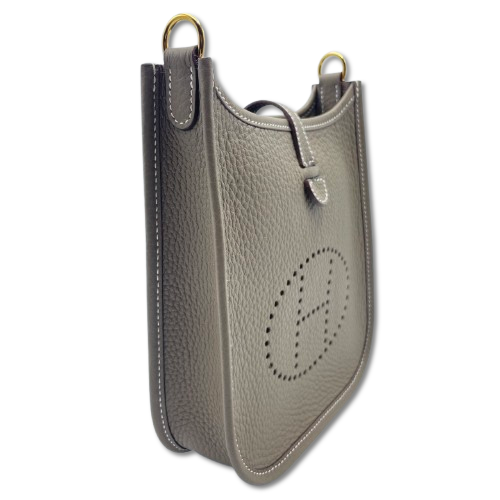 Pre-Owned Hermes Mini Evelyn Amazone TPM Etoupe Torillon Clemence Gold Hardware W Engraved