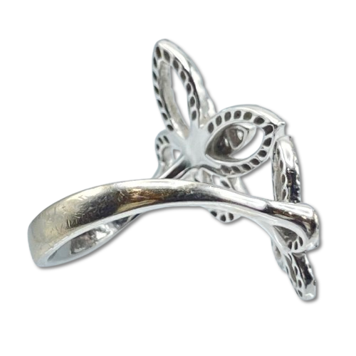 Pre-Owned Graph Double Butterfly Silhouette Diamond Ring RGR789 White Gold Size 11