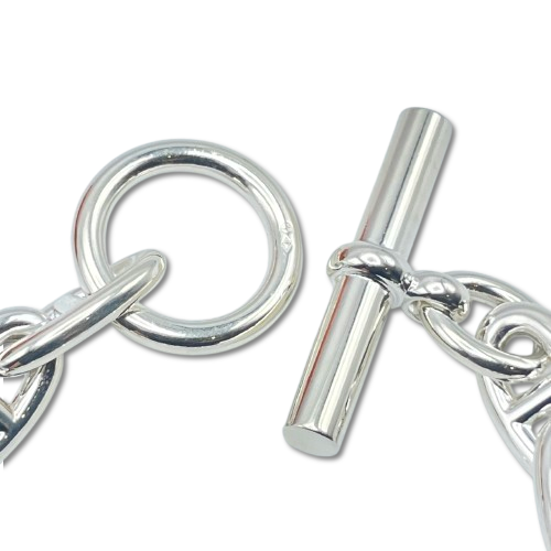 Pre-Owned Hermes Chaine Dunkle Bracelet GM Silver 925 12-panel